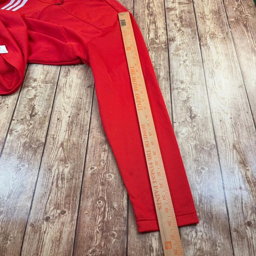 Adidas 1/4 Zip Pullover Sweatshirt Mens XL Red Lightweight 3 Stripe